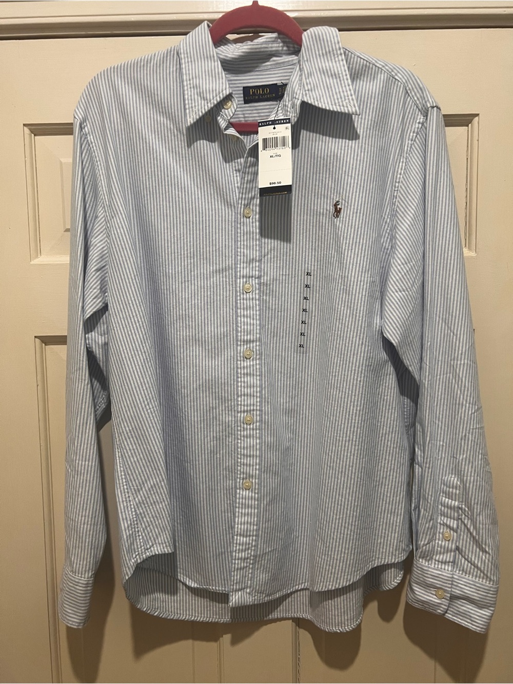 NWT Polo Ralph Lauren Blue White Stripe Button Down XL